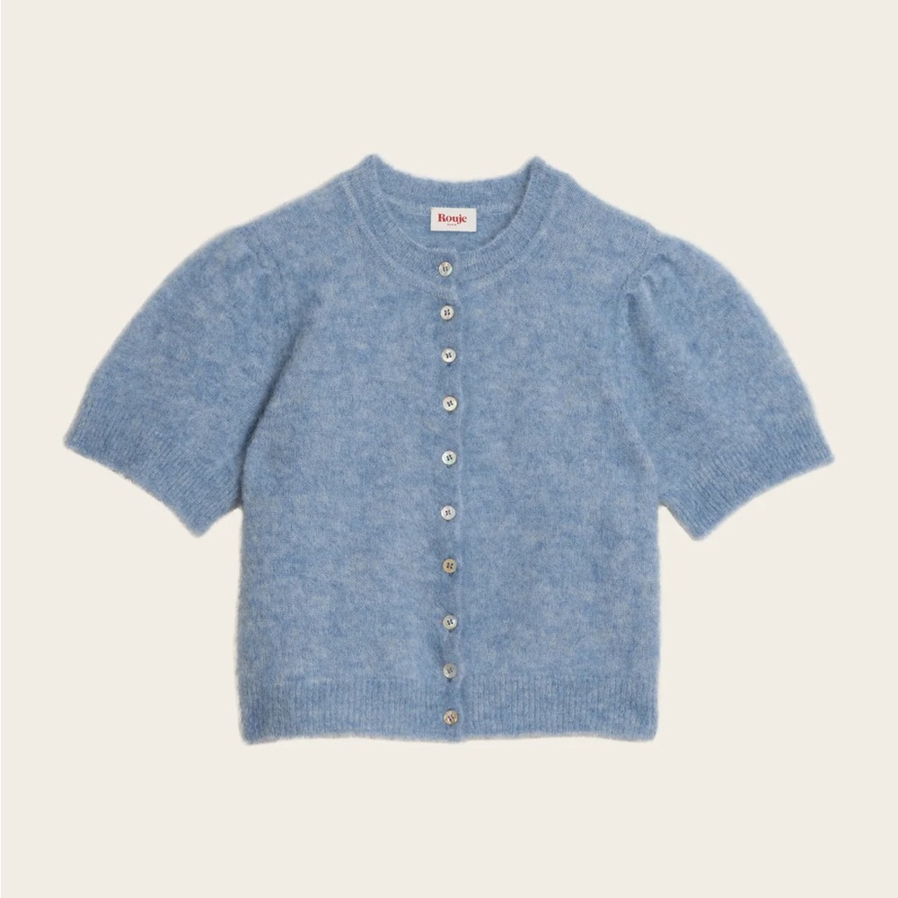 Rouje Abelina Soft Blue Button-Up Cardigan - Picture 3 of 7